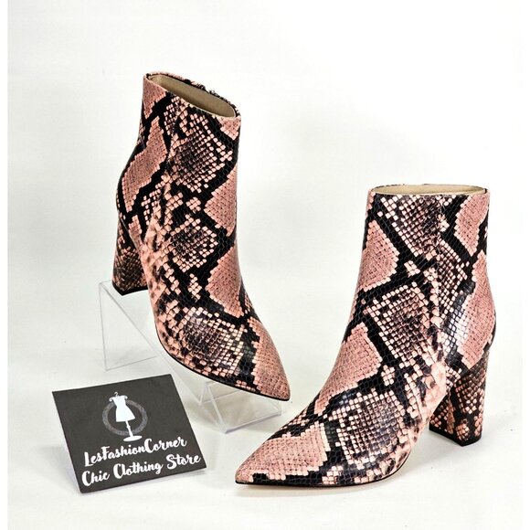 NWOB Marc Fisher Women's Leather Snake Print Pointed Toe Block Booties Sz 7 1784 - Picture 4 of 15